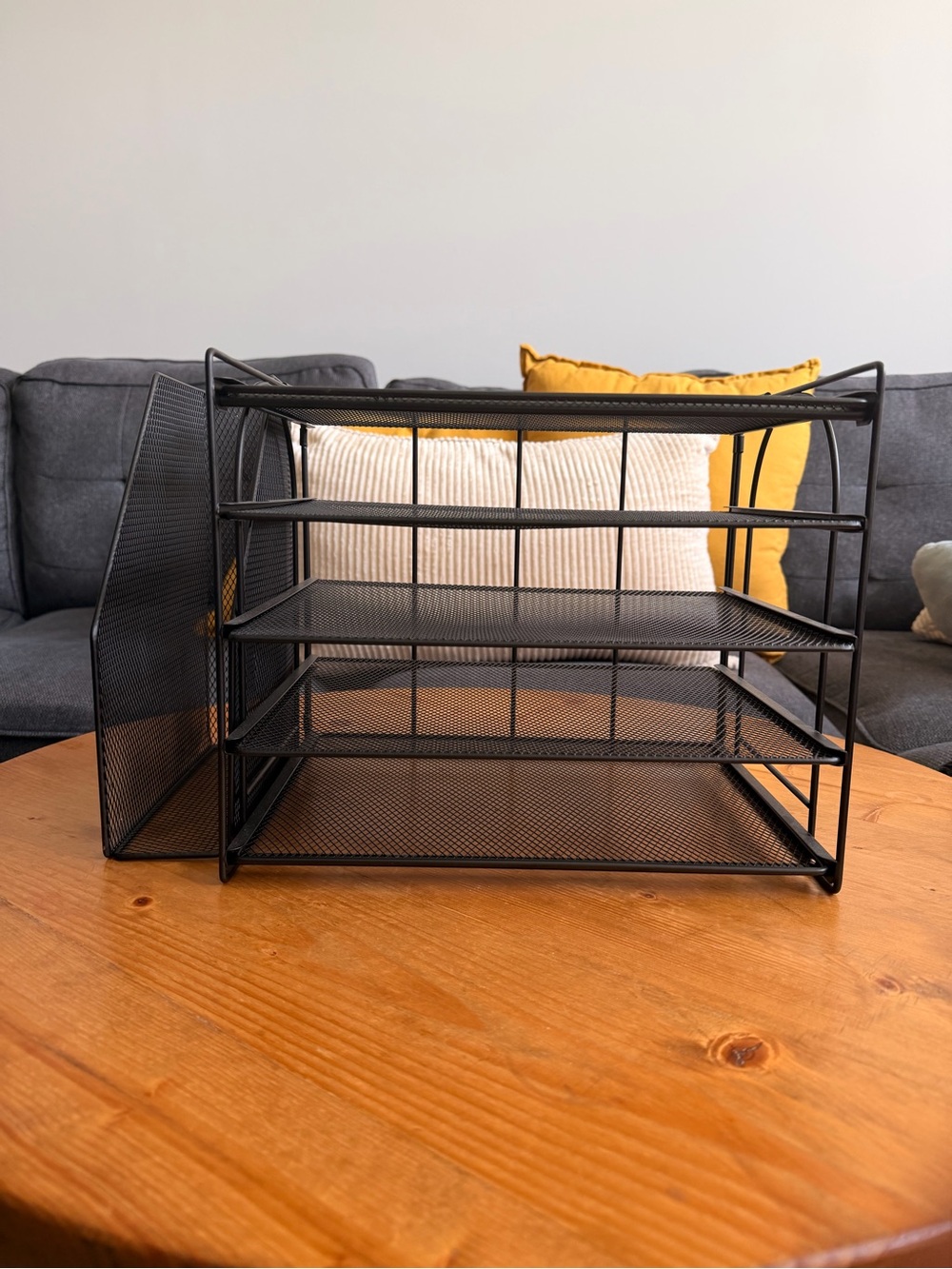 Black Mesh 4-Tier Desk Organizer Shelf - Home Storage & Organization